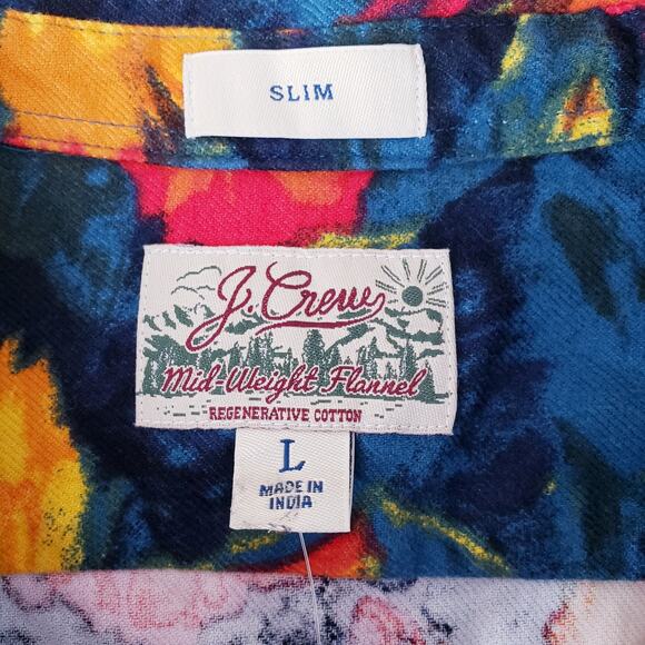 NWT J. CREW Mid-weight Flannel Daubigny Floral Button Up L/S Shirt Men's Large - Picture 3 of 10
